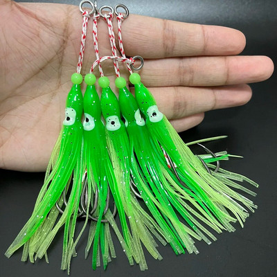 5 komada udice za pomoć pri ubodu 90 mm Svjetleća hobotnica Slow Soft Skirted Lure Dvostruka udica za slanu vodu Inchiku Udice za ribu Tai Kabura Peche