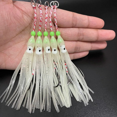 5 komada udice za pomoć pri ubodu 90 mm Svjetleća hobotnica Slow Soft Skirted Lure Dvostruka udica za slanu vodu Inchiku Udice za ribu Tai Kabura Peche