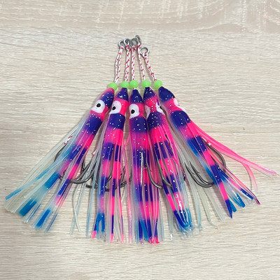 5 komada udice za pomoć pri ubodu 90 mm Svjetleća hobotnica Slow Soft Skirted Lure Dvostruka udica za slanu vodu Inchiku Udice za ribu Tai Kabura Peche