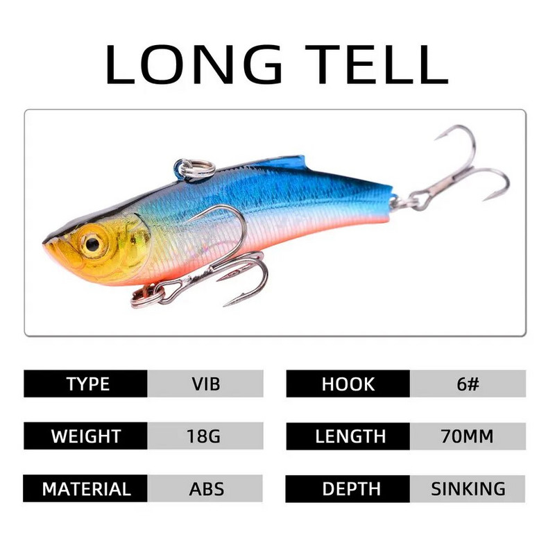 1 tk 7 cm / 17,8 g Talvine kõva merepüügi lant VIB 3D Bait Eyes Pöördsukeldumine Jig Wing Wobbler Pesca Crank Lant Swimbait