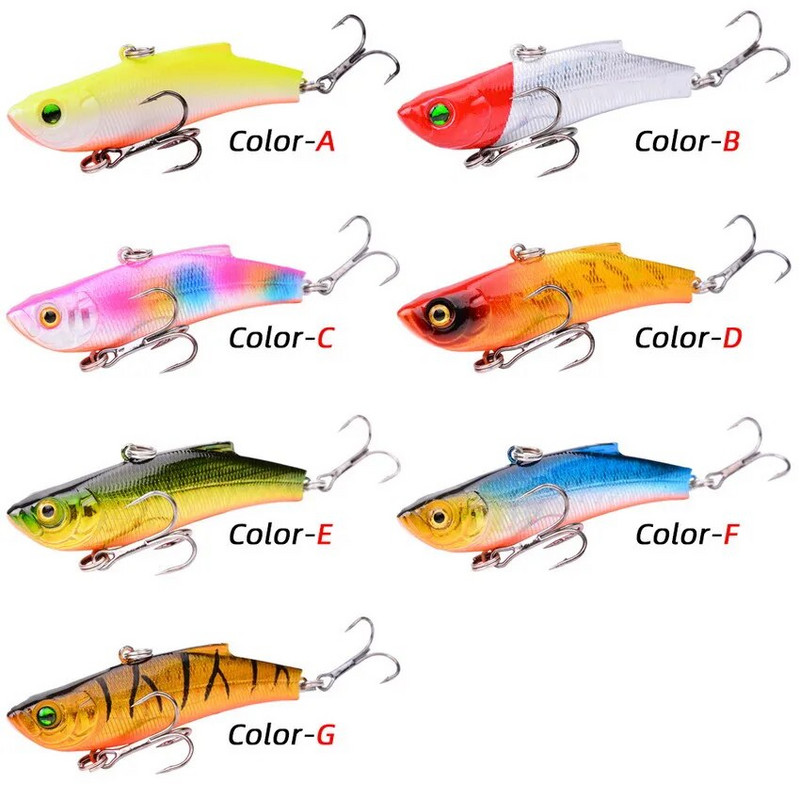 1 tk 7 cm / 17,8 g Talvine kõva merepüügi lant VIB 3D Bait Eyes Pöördsukeldumine Jig Wing Wobbler Pesca Crank Lant Swimbait