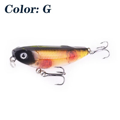 1 бр. Риболовна примамка с воден молив, 5 см, 5,5 г, плаващи воблери за ходене на кучета, изкуствена твърда стръв с 10 # куки за бас