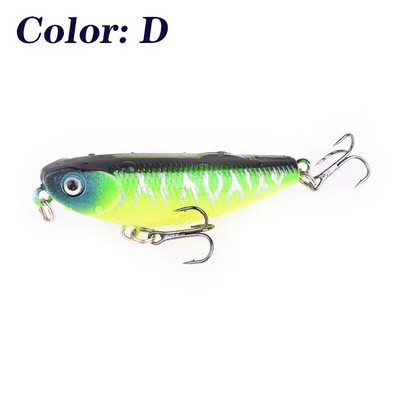 1 бр. Риболовна примамка с воден молив, 5 см, 5,5 г, плаващи воблери за ходене на кучета, изкуствена твърда стръв с 10 # куки за бас