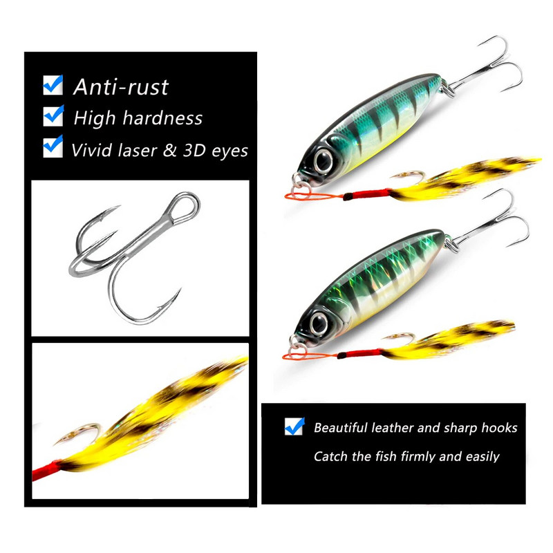 Feather Fishing Šareni karbonski metalni Jig Mamac Žlica za predenje Umjetni mamac Bas Udica od Minnow Tonuće Casting Pesca pribor