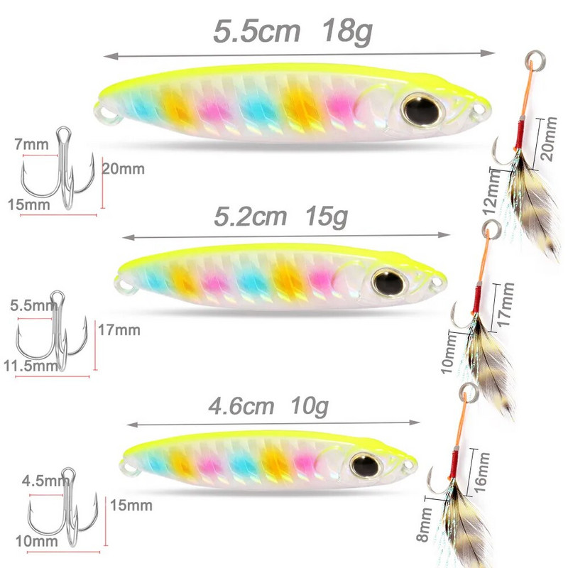 Feather Fishing Šareni karbonski metalni Jig Mamac Žlica za predenje Umjetni mamac Bas Udica od Minnow Tonuće Casting Pesca pribor