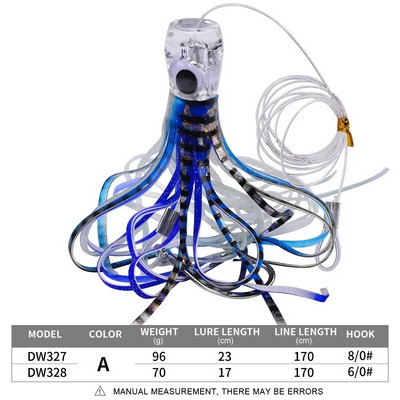 Resin Head Octopus Pehme seelik trolling peibutis suur kala süvamere kalapüük marliin tuunikala Mahi delfiin kiiresti uppuv 70g/96g 17/23cm