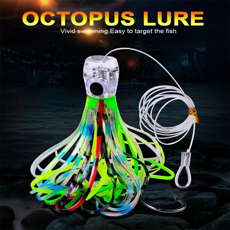 Resin Head Octopus Pehme seelik trolling peibutis suur kala süvamere kalapüük marliin tuunikala Mahi delfiin kiiresti uppuv 70g/96g 17/23cm