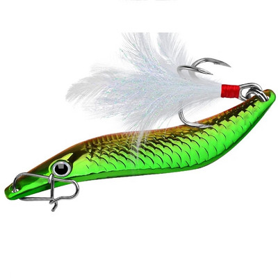 Μεταλλικά VIB Leech Spinners Spoon Lures 7g 10g 15g 20g Artificial Bait With Feather Hook Νυχτερινό εργαλείο ψαρέματος για Bass Pike Perch