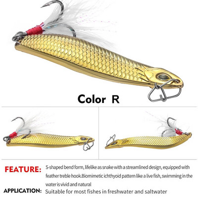 Metalne VIB Leech spinneri Spoon Lures 7g 10g 15g 20g Umjetni mamac s pernatom udicom Pribor za noćni ribolov na bass smuđa