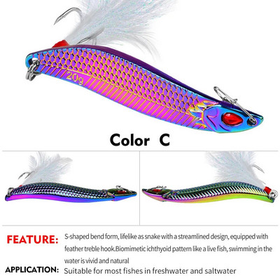 Metalne VIB Leech spinneri Spoon Lures 7g 10g 15g 20g Umjetni mamac s pernatom udicom Pribor za noćni ribolov na bass smuđa