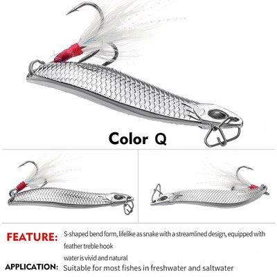Metalne VIB Leech spinneri Spoon Lures 7g 10g 15g 20g Umjetni mamac s pernatom udicom Pribor za noćni ribolov na bass smuđa