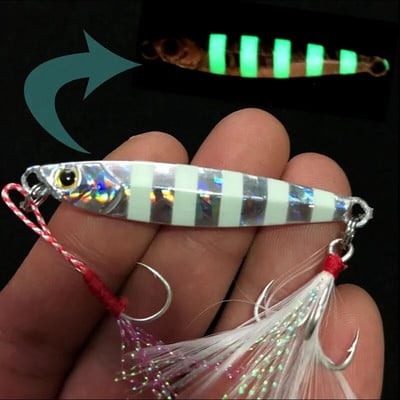 Fishing Glow Jigs 15g/6cm 7g/10g/20g/25g Jigbait Lure Shore Cast mānekļi Metāla ēsmas mākslīgie mānekļi 1 gabals Izpārdošana