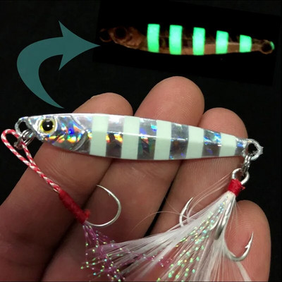Fishing Glow Jigs 15g/6cm 7g/10g/20g/25g Jigbait Lure Shore Cast peibutusvahendid Metallsööda kunstlandid 1 tk.