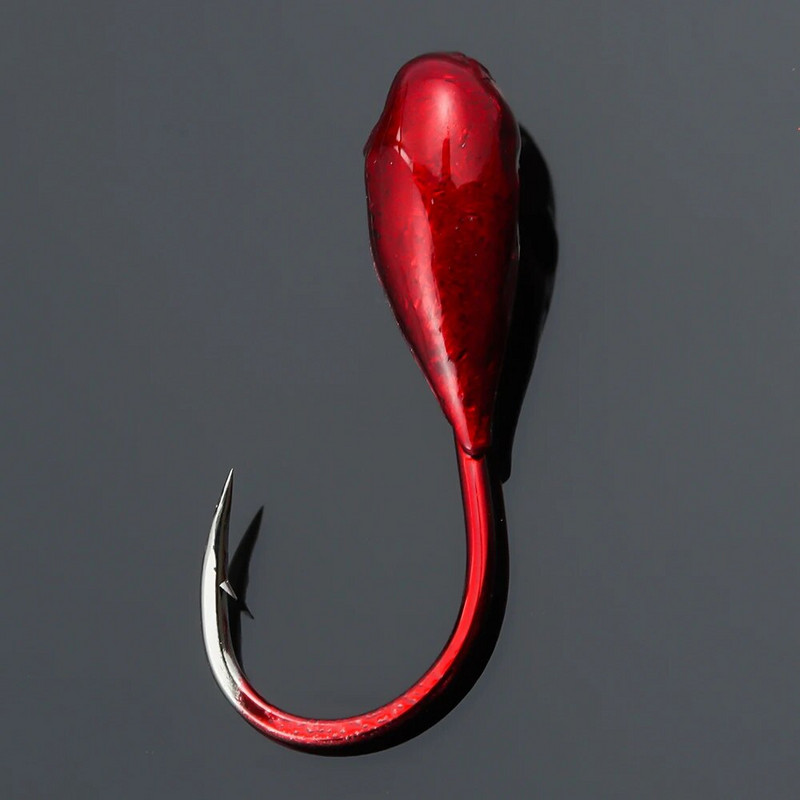 10 τμχ Κόκκινο σκουλήκι αναποδογυρισμένο κεφάλι ρεαλιστικό δόλωμα δόλωμα κυπρίνος αγκίστρια ψαρέματος 0.3#0.5#0.8# Κιτ ειδών ψαρέματος Αξεσουάρ Winter Ice Lake