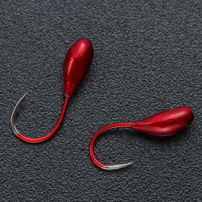 10 τμχ Κόκκινο σκουλήκι αναποδογυρισμένο κεφάλι ρεαλιστικό δόλωμα δόλωμα κυπρίνος αγκίστρια ψαρέματος 0.3#0.5#0.8# Κιτ ειδών ψαρέματος Αξεσουάρ Winter Ice Lake