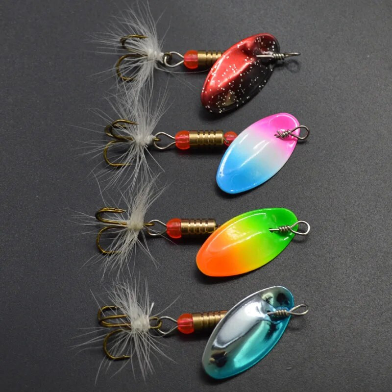 Rankų purtymo blizgučiai Žvejybos masalas Šaukštai Rotation Spinner Masalas 3,5 g Metalinis masalas Partija 4 vnt.