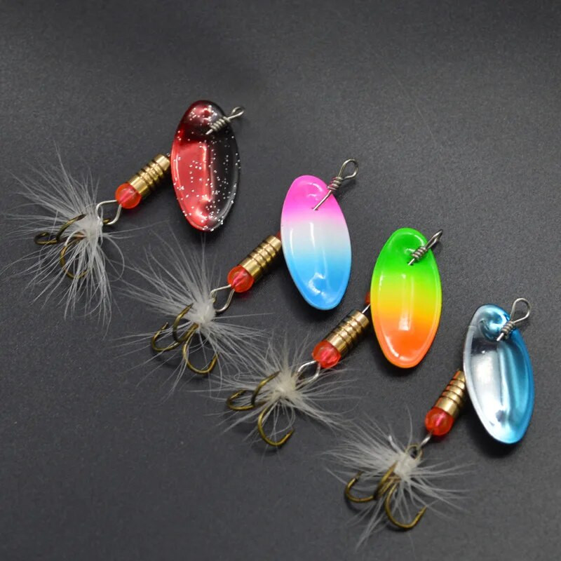 Rankų purtymo blizgučiai Žvejybos masalas Šaukštai Rotation Spinner Masalas 3,5 g Metalinis masalas Partija 4 vnt.