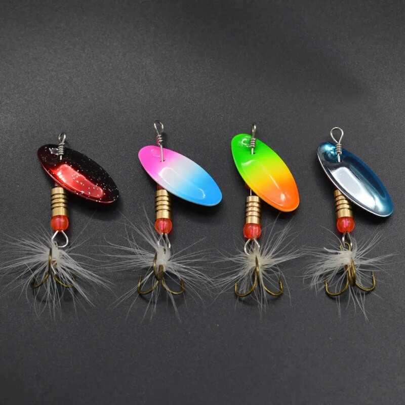 Rankų purtymo blizgučiai Žvejybos masalas Šaukštai Rotation Spinner Masalas 3,5 g Metalinis masalas Partija 4 vnt.