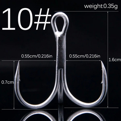 20 tk/partii Paks kolmikkonks, tugev tõmme 1# 2# 4# 6# 8# 10# 12# kõrge süsinikusisaldusega terasest ümmargune volditud kolmekordse omaniku õngekonksud