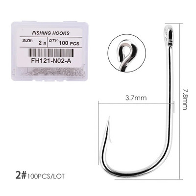 100 tk/ kast Valge pika varrega konks, okast õngekonksud Jig Head Fishooks Pond Worm karpkala ühe ringiga konks karpkala jaoks