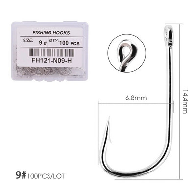 100 tk/ kast Valge pika varrega konks, okast õngekonksud Jig Head Fishooks Pond Worm karpkala ühe ringiga konks karpkala jaoks