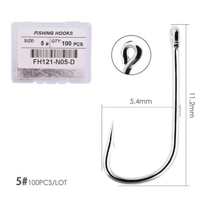 100 tk/ kast Valge pika varrega konks, okast õngekonksud Jig Head Fishooks Pond Worm karpkala ühe ringiga konks karpkala jaoks