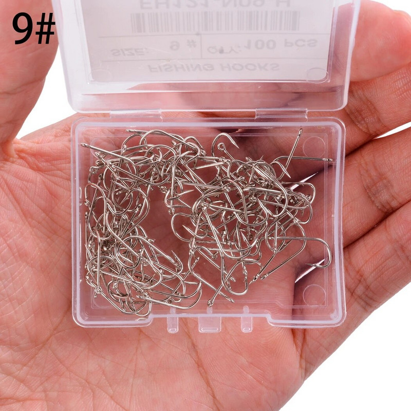 100 tk/ kast Valge pika varrega konks, okast õngekonksud Jig Head Fishooks Pond Worm karpkala ühe ringiga konks karpkala jaoks