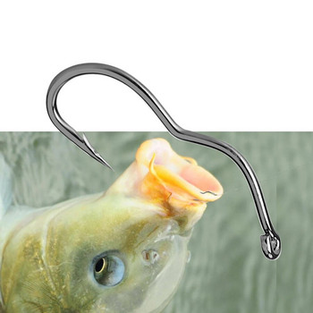 FTK 12 бр./Опаковка Риболовни куки от високовъглеродна стомана Автоматично обръщане, остри с пръстен 6-13 # Бодлива рибарска кука за аксесоари за риболов на шаран