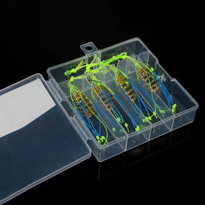 4Pcs/Lot Eksplozivna udica za pecanje 6#-13# mamac za pecanje mamac zamka kavez s hranilicom udica za pecanje s oprugama od nehrđajućeg čelika