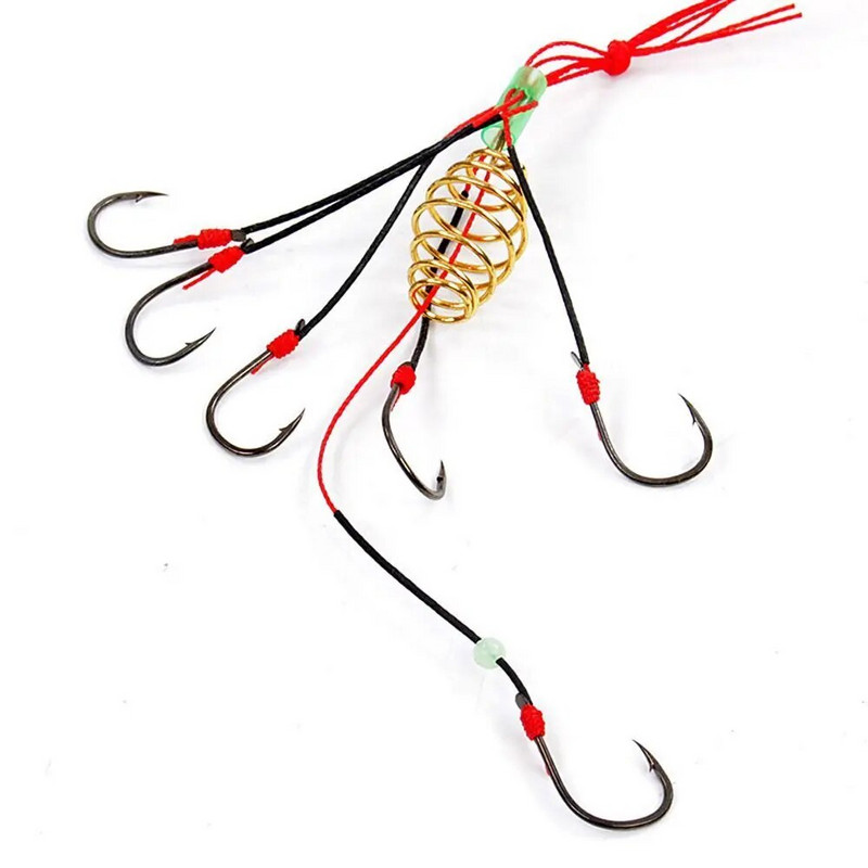 4Pcs/Lot Eksplozivna udica za pecanje 6#-13# mamac za pecanje mamac zamka kavez s hranilicom udica za pecanje s oprugama od nehrđajućeg čelika