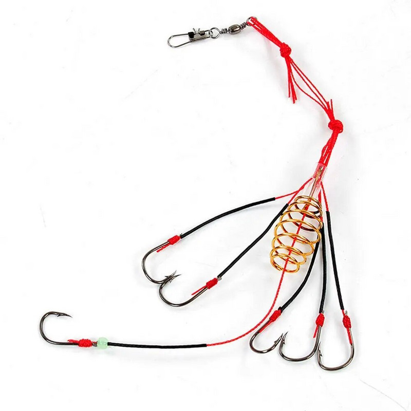 4Pcs/Lot Eksplozivna udica za pecanje 6#-13# mamac za pecanje mamac zamka kavez s hranilicom udica za pecanje s oprugama od nehrđajućeg čelika