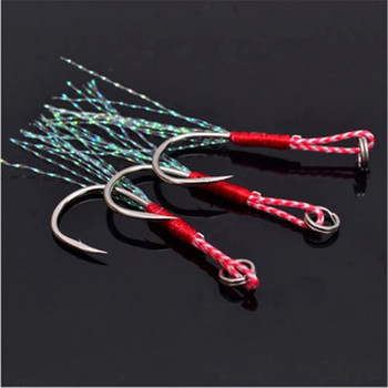 10 τεμ/Παρτίδα Fishing Lure Slow Jigging Fishing Cast Jigs Assist Γάντζος Αγκαθωτό Μονό Jig Άγκιστρα Κλωστή Φτερό Pesca High Carbon Steel