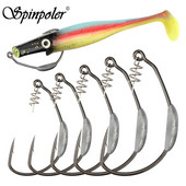 Spinpoler 5/0 7/0 10/0 Lieljaudas svērtais Raptor Swimbait āķis Plaša spraugas bloķēšanas atspere mīkstas plastmasas ēsmai Lure Bass Pike