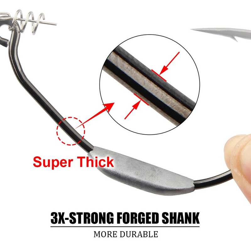 Spinpoler 5/0 7/0 10/0 Lieljaudas svērtais Raptor Swimbait āķis Plaša spraugas bloķēšanas atspere mīkstas plastmasas ēsmai Lure Bass Pike