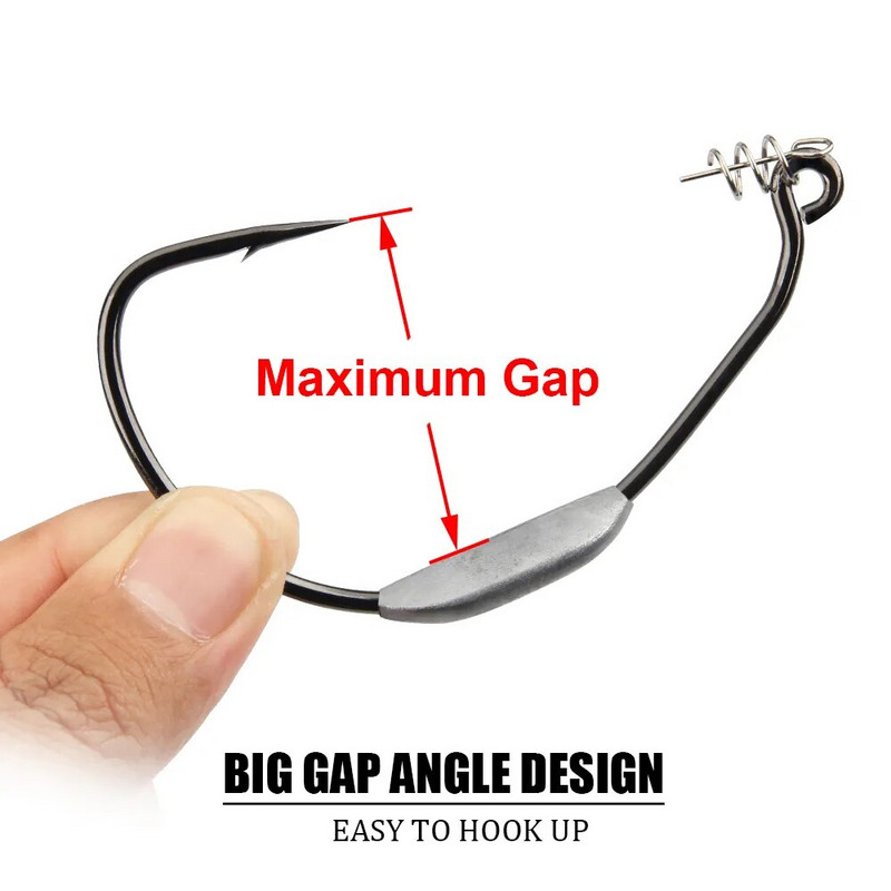 Spinpoler 5/0 7/0 10/0 Lieljaudas svērtais Raptor Swimbait āķis Plaša spraugas bloķēšanas atspere mīkstas plastmasas ēsmai Lure Bass Pike