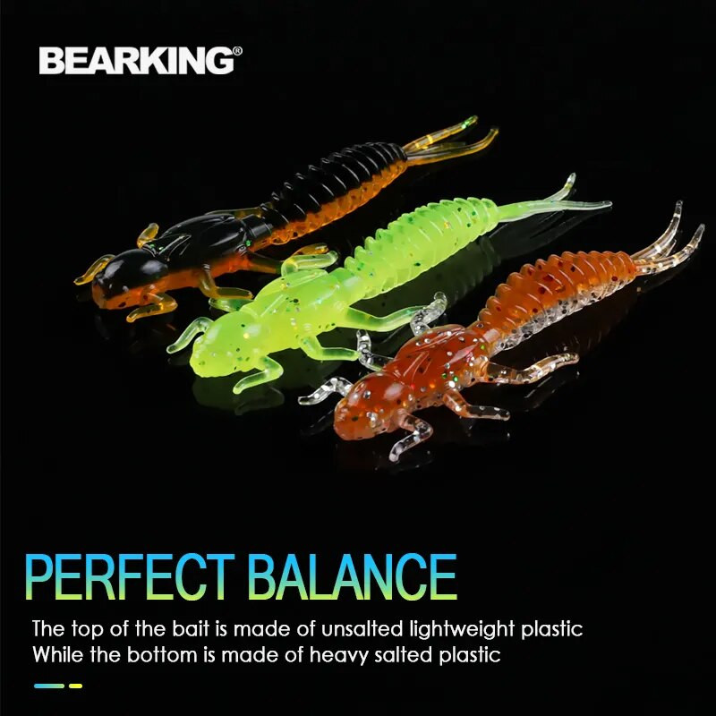 BEARKING noua Larva Naluci Moale 50mm 60mm Naluci Artificiale de Pescuit Silicon Bass Stiuca Minnow Swimbait Jigging Plastic Momeli Vierme