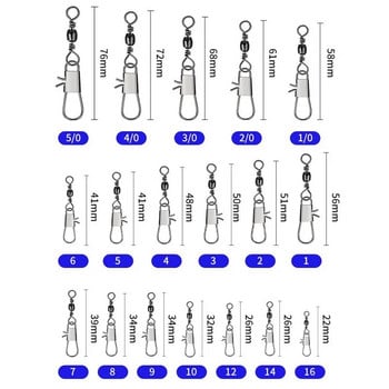 PRO BEROS 50Pcs/Lot Fishing Connector Pin Ρουλεμάν περιστρεφόμενο κυλιόμενο από ανοξείδωτο ατσάλι με αξεσουάρ Snap Fishhook Lure Tackle