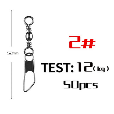 PRO BEROS 50 vnt. / partijos žvejybos jungties kaiščio guolis, sukamasis nerūdijantis plienas su fiksuojamu kabliuko masalo reikmenimis