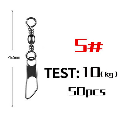 PRO BEROS 50 vnt. / partijos žvejybos jungties kaiščio guolis, sukamasis nerūdijantis plienas su fiksuojamu kabliuko masalo reikmenimis