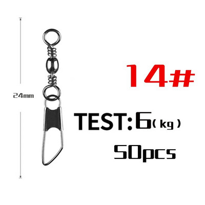 PRO BEROS 50 vnt. / partijos žvejybos jungties kaiščio guolis, sukamasis nerūdijantis plienas su fiksuojamu kabliuko masalo reikmenimis