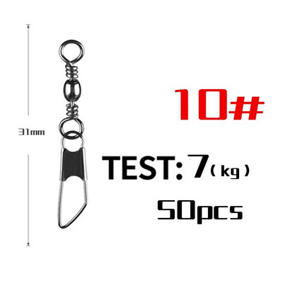 PRO BEROS 50 vnt. / partijos žvejybos jungties kaiščio guolis, sukamasis nerūdijantis plienas su fiksuojamu kabliuko masalo reikmenimis