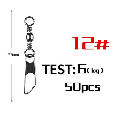 PRO BEROS 50 vnt. / partijos žvejybos jungties kaiščio guolis, sukamasis nerūdijantis plienas su fiksuojamu kabliuko masalo reikmenimis