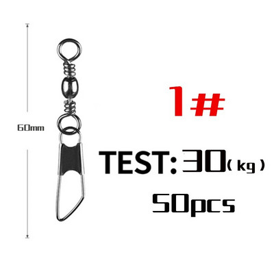 PRO BEROS 50 vnt. / partijos žvejybos jungties kaiščio guolis, sukamasis nerūdijantis plienas su fiksuojamu kabliuko masalo reikmenimis