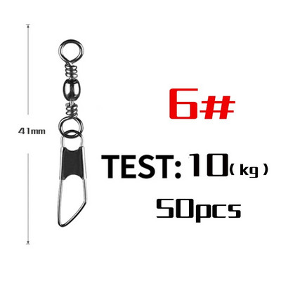 PRO BEROS 50 vnt. / partijos žvejybos jungties kaiščio guolis, sukamasis nerūdijantis plienas su fiksuojamu kabliuko masalo reikmenimis