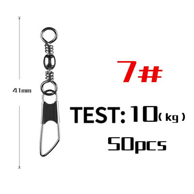 PRO BEROS 50 vnt. / partijos žvejybos jungties kaiščio guolis, sukamasis nerūdijantis plienas su fiksuojamu kabliuko masalo reikmenimis