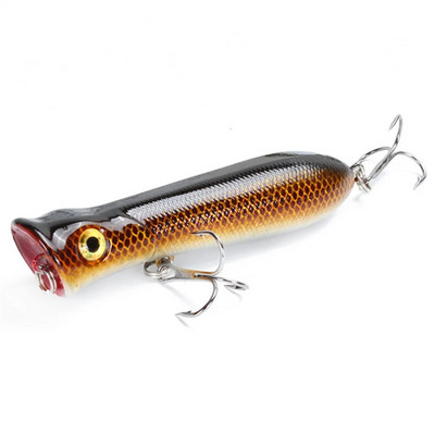 1tk Popper Fishing Vooblerid 3D Eyes 8cm 11,4g Topwater Hard Iscas Tehisplastist sööt Crankbait Pesca Carp Fishing