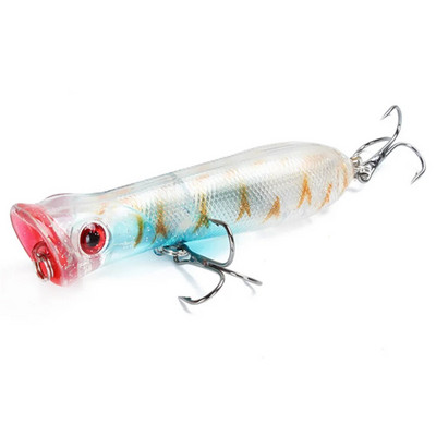 1tk Popper Fishing Vooblerid 3D Eyes 8cm 11,4g Topwater Hard Iscas Tehisplastist sööt Crankbait Pesca Carp Fishing