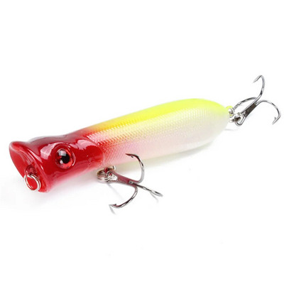 1tk Popper Fishing Vooblerid 3D Eyes 8cm 11,4g Topwater Hard Iscas Tehisplastist sööt Crankbait Pesca Carp Fishing