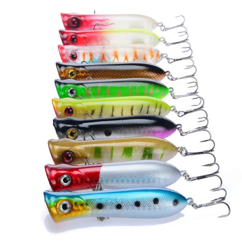 1 ΤΕΜ. Popper Fishing Lure Wobblers 3D Eyes 8cm 11,4g Topwater Hard Iscas Artificial Plastic Bait Crankbait Pesca Carp Fishing