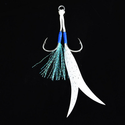 4 τμχ/παρτίδα Κορδέλα σιλικόνης φούστα διπλό βοηθητικό γάντζο μεταλλικό Jig Mate γάντζος από χάλυβα από υψηλό άνθρακα με βοηθητικό θαλάσσιο ψάρεμα